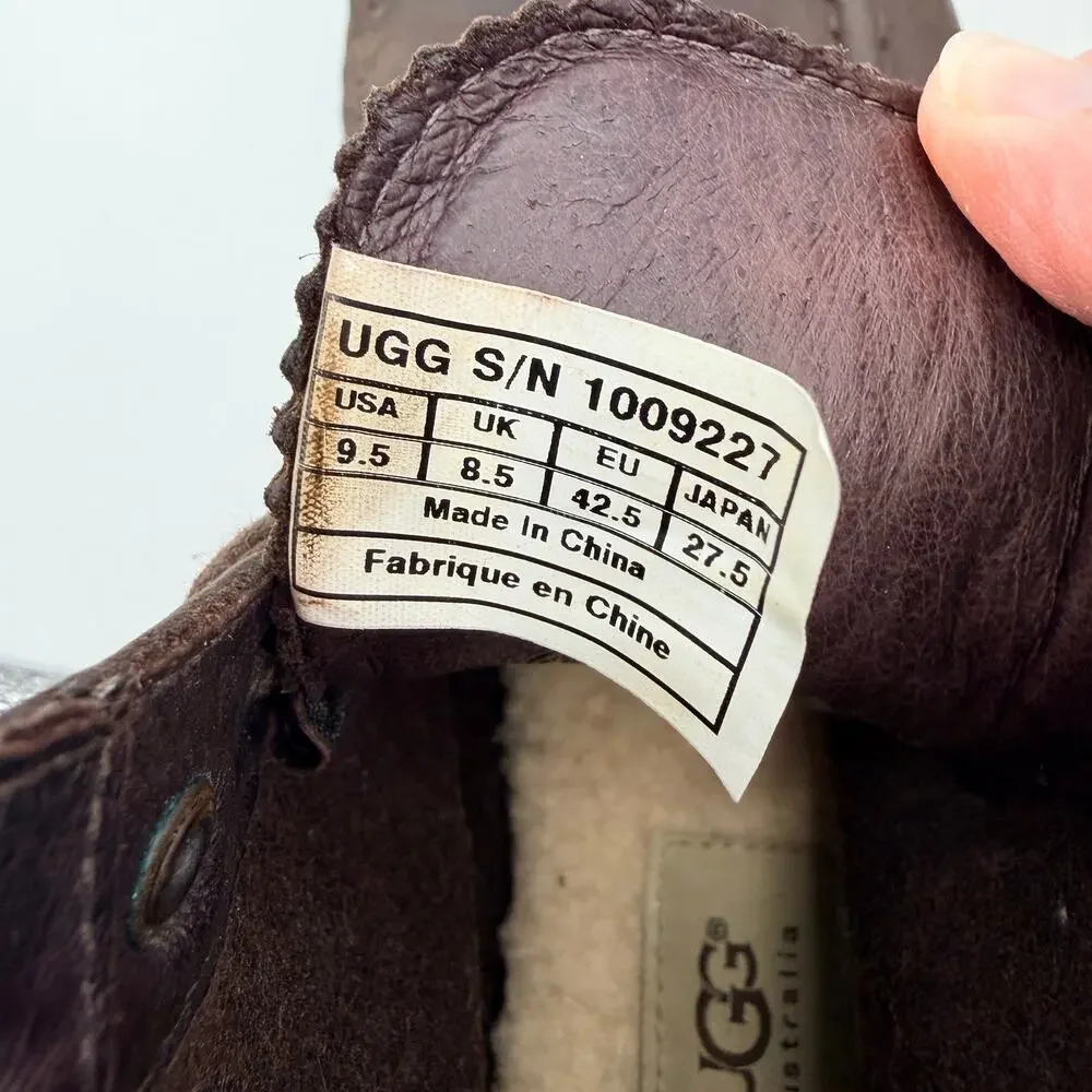 UGG Merrick Rugged Waterproof Brown Leather Mens Lace Up Boot 9.5